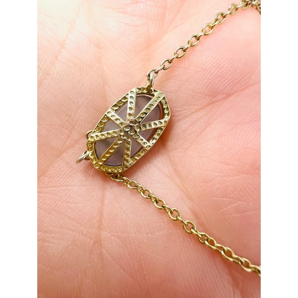 Kendra Scott Elisa Pendant Necklace Gold Iridescent Slate Cats Eye Stone